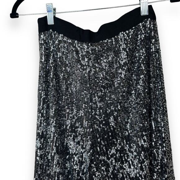 NBD x Revolve NWT Saturday Love Silver Sequin Ultra High Waist Holiday Pants - Picture 7 of 10